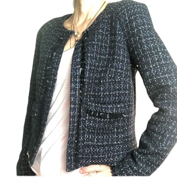 Mango tweed blue blazer size xxs - Picture 1 of 9